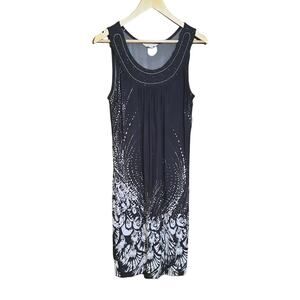 Laura Ashley Womens Black Sleeveless Studded Neckline Cocktail Dress Size Medium